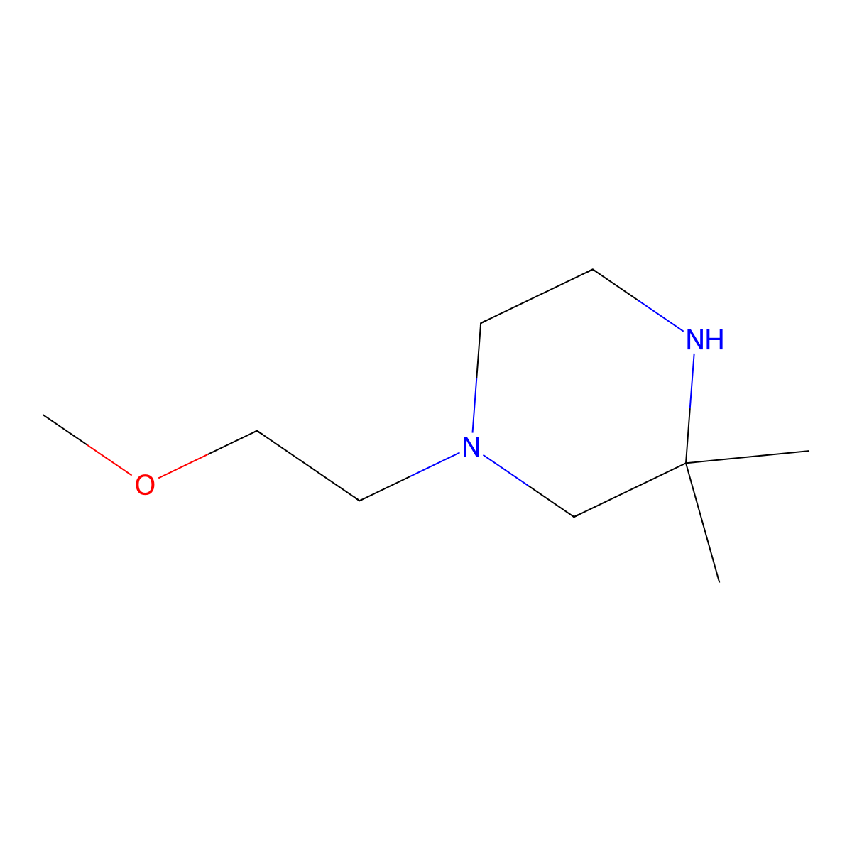 1-(2-Methoxyethyl)-3,3-dimethylpiperazine molecular structure, CAS 1225500-78-6