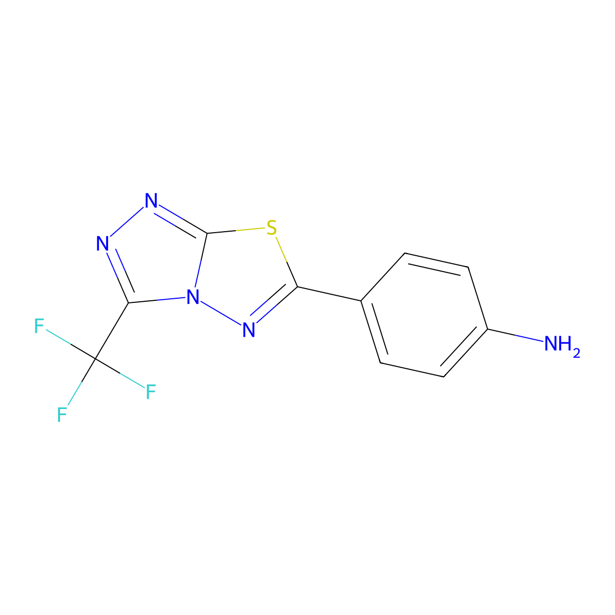 4-[3-(Trifluoromethyl)[1,2,4]triazolo[3,4-b][1,3,4]thiadiazol-6-yl]aniline molecular structure, CAS 1225501-12-1