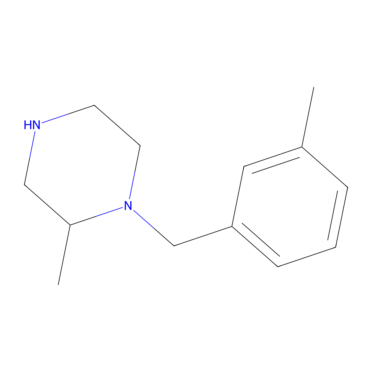 2-Methyl-1-[(3-methylphenyl)methyl]piperazine molecular structure, CAS 1225501-44-9