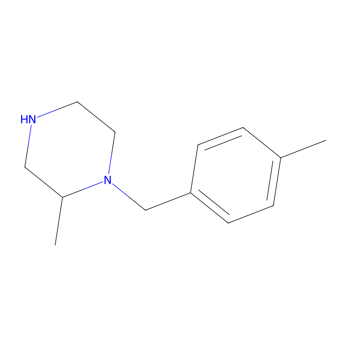 2-Methyl-1-[(4-methylphenyl)methyl]piperazine molecular structure, CAS 1225501-70-1