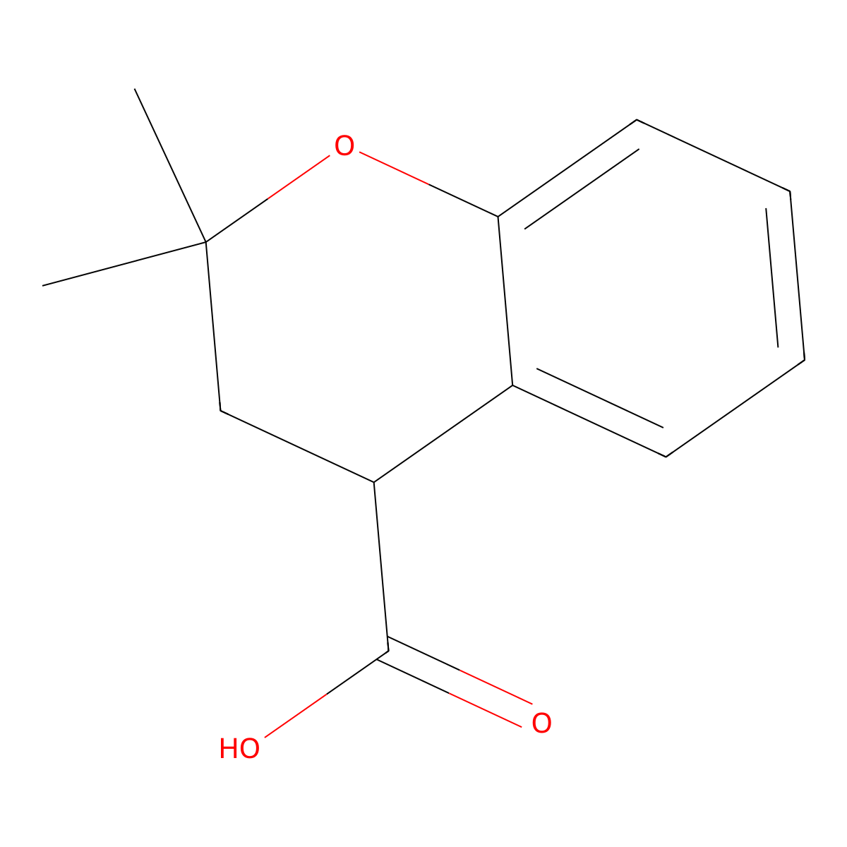 2,2-dimethyl-3,4-dihydro-2H-1-benzopyran-4-carboxylic acid molecular structure, CAS 1225503-10-5