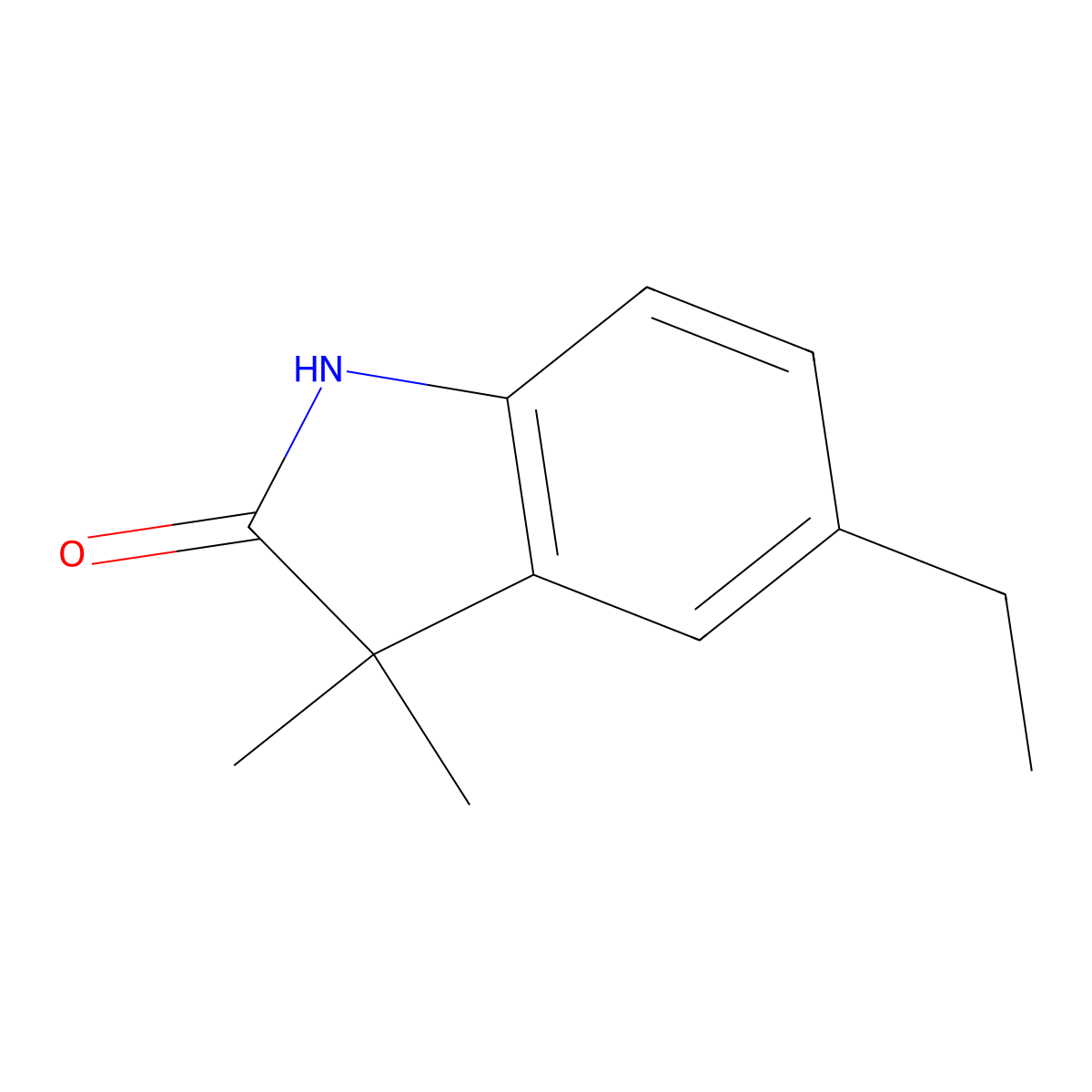 5-Ethyl-3,3-dimethyl-2,3-dihydro-1H-indol-2-one molecular structure, CAS 1225503-87-6