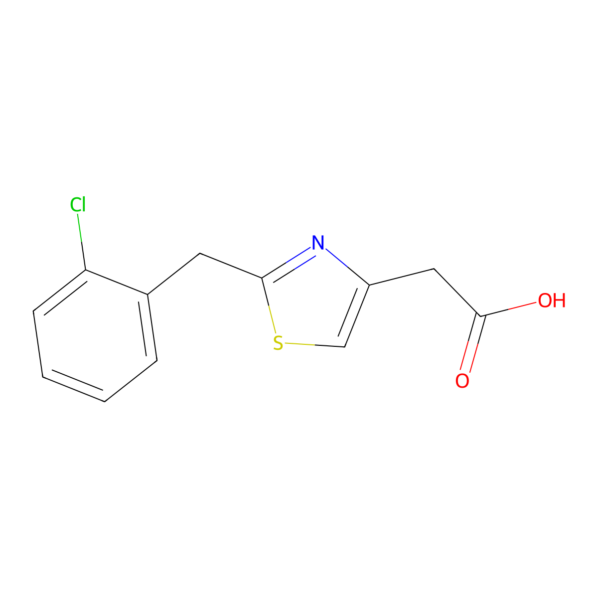 [2-(2-Chlorobenzyl)-1,3-thiazol-4-yl]acetic acid molecular structure, CAS 1225504-35-7
