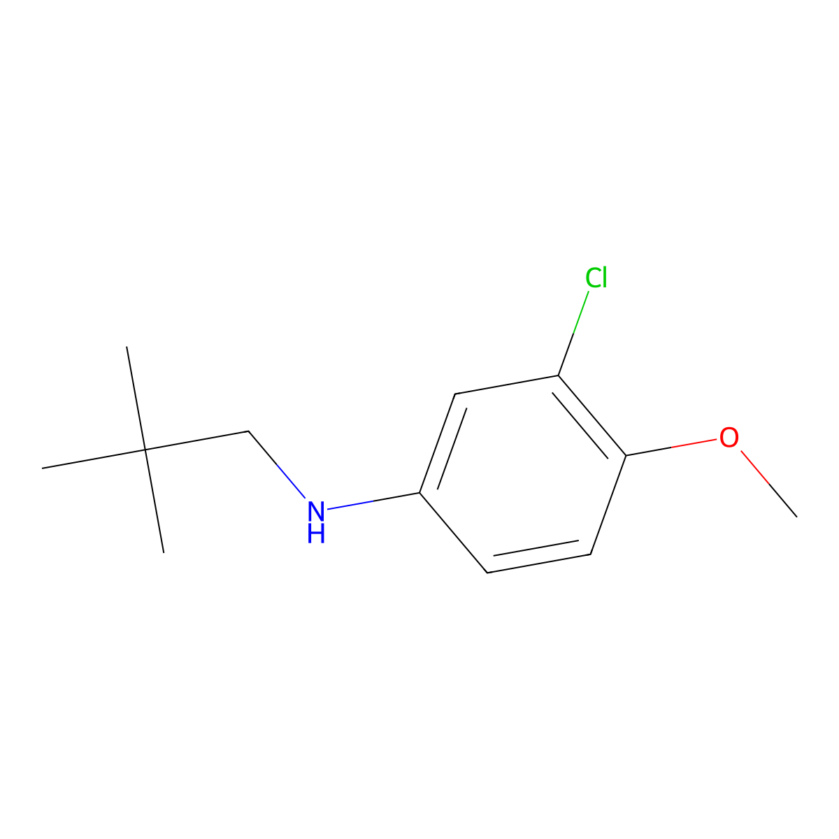 3-chloro-N-(2,2-dimethylpropyl)-4-methoxyaniline molecular structure, CAS 1225505-64-5