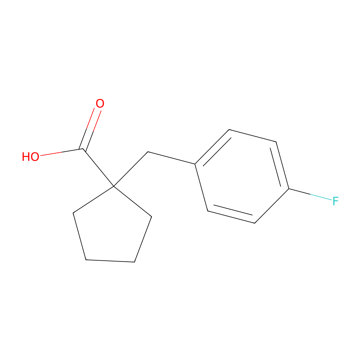 1-((4-Fluorophenyl)methyl)cyclopentane-1-carboxylic acid molecular structure, CAS 1225506-32-0