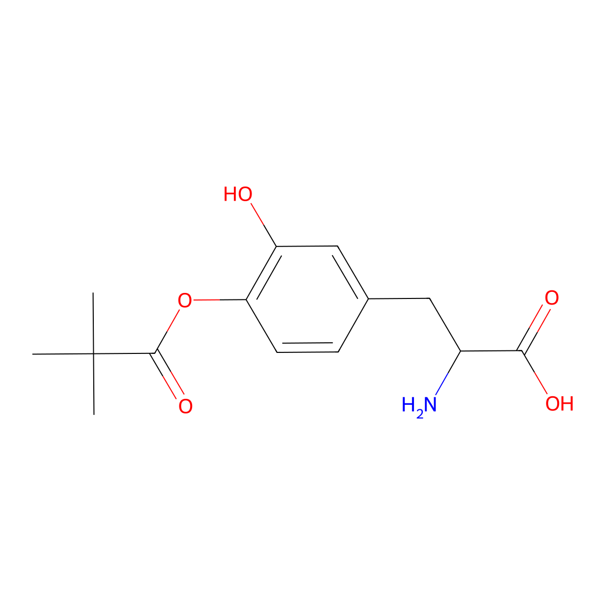 L-3-(3-hydroxy-4-pivaloyloxyphenyl)alanine molecular structure, CAS 122551-95-5