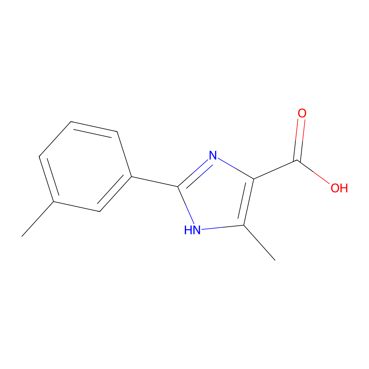 5-methyl-2-(3-methylphenyl)-1H-imidazole-4-carboxylic acid molecular structure, CAS 1225511-16-9