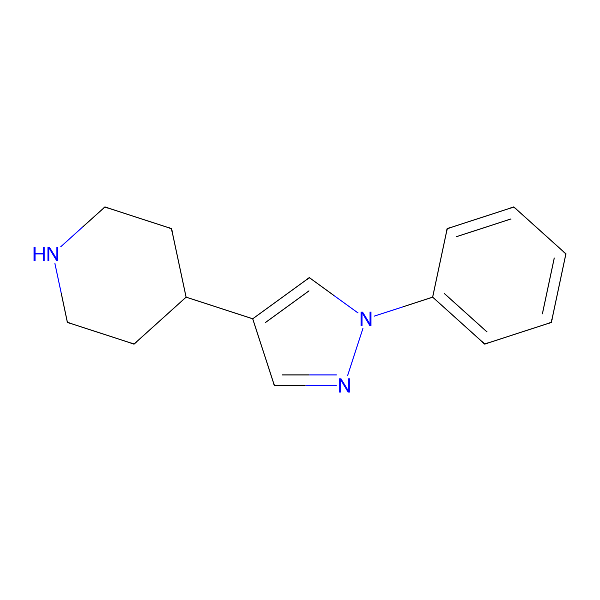 4-(1-Phenyl-1H-pyrazol-4-yl)piperidine molecular structure, CAS 1225514-12-4