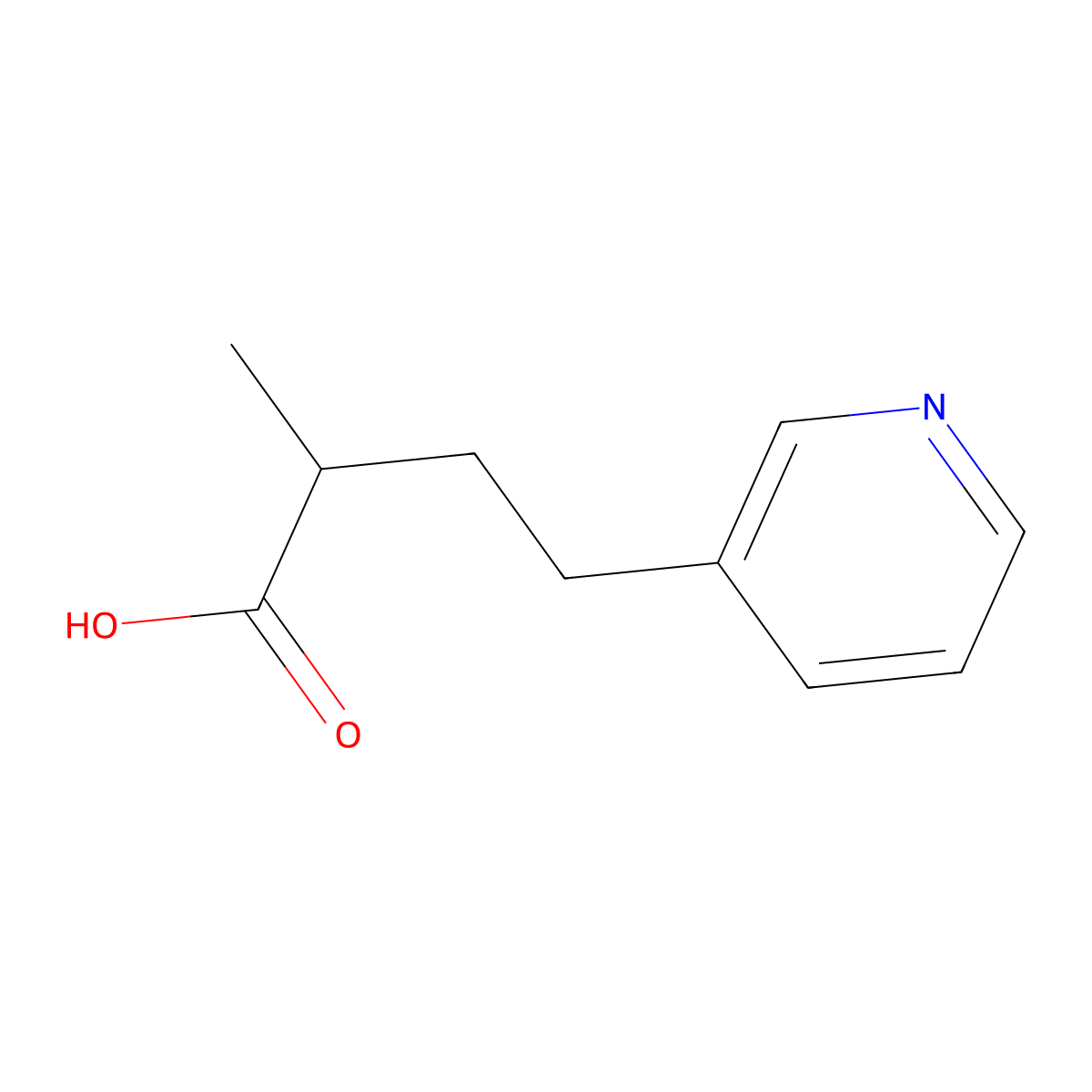 2-Methyl-4-(pyridin-3-yl)butanoic acid molecular structure, CAS 1225516-62-0
