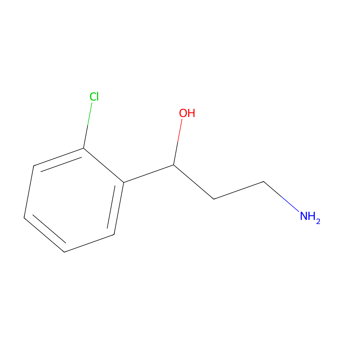 3-Amino-1-(2-chlorophenyl)propan-1-ol molecular structure, CAS 1225522-13-3