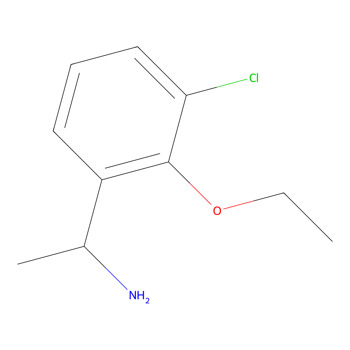 1-(3-Chloro-2-ethoxyphenyl)ethan-1-amine molecular structure, CAS 1225522-64-4