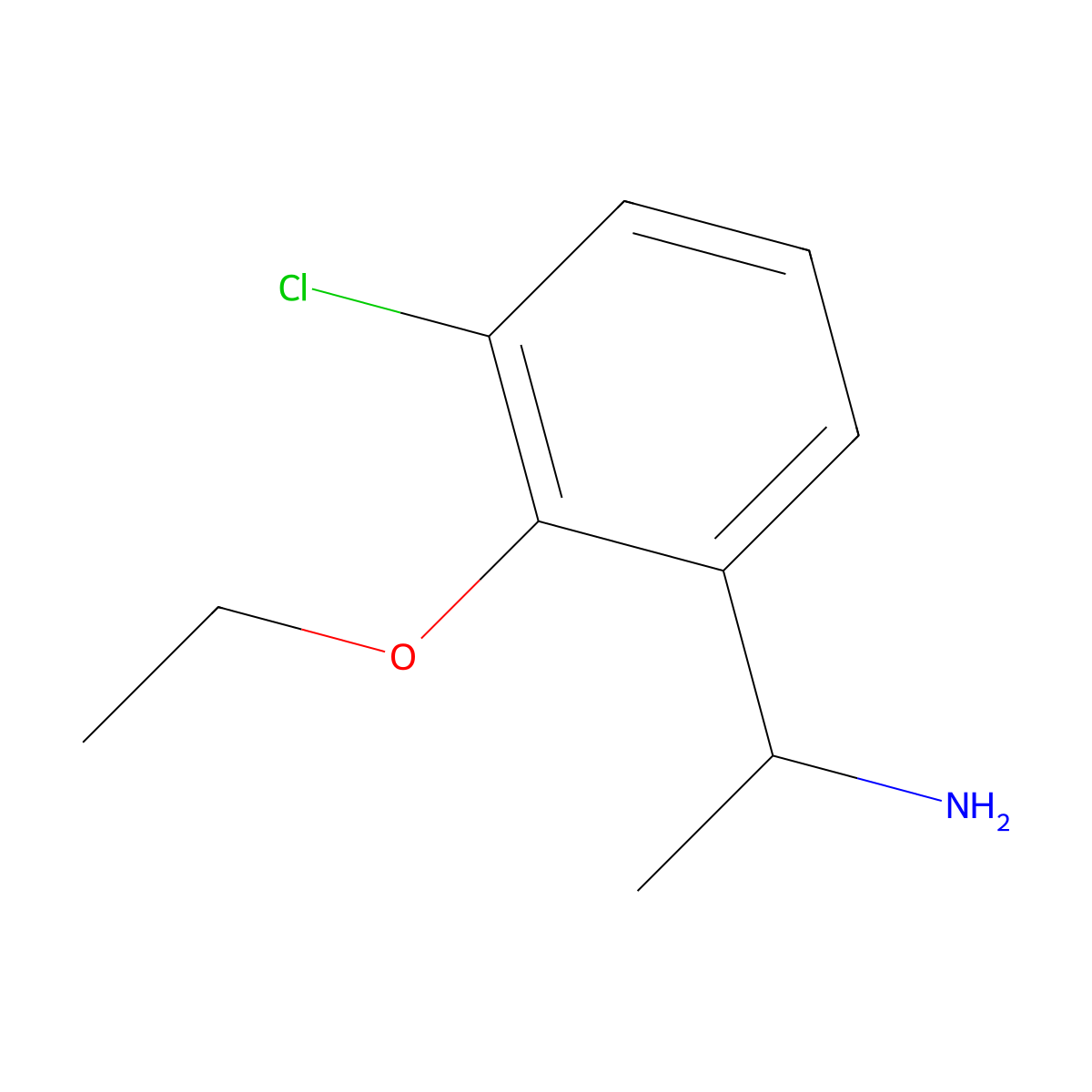 1-(3-Chloro-2-ethoxyphenyl)ethan-1-amine molecular structure, CAS 1225522-64-4