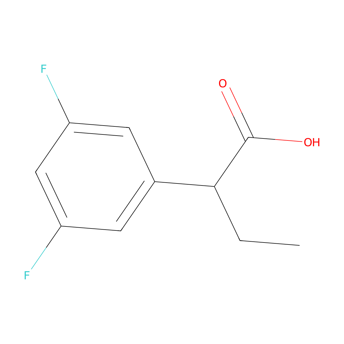 2-(3,5-Difluorophenyl)butanoic acid molecular structure, CAS 1225522-69-9