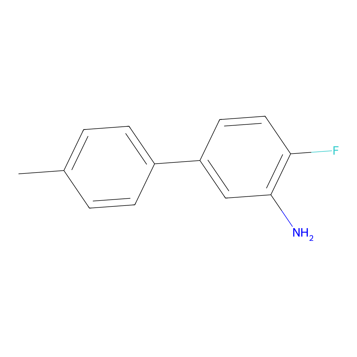 4-Fluoro-4'-methyl-[1,1'-biphenyl]-3-amine molecular structure, CAS 1225524-02-6
