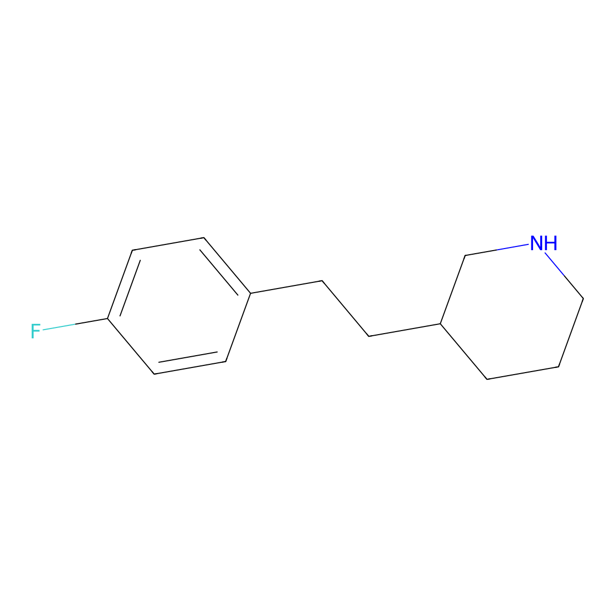3-[2-(4-Fluorophenyl)ethyl]piperidine molecular structure, CAS 1225526-27-1