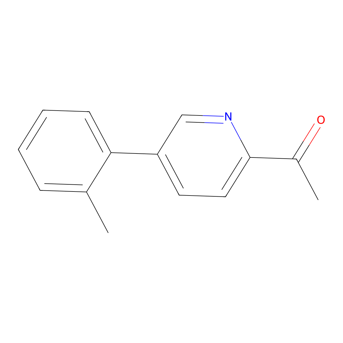 1-(5-(o-Tolyl)pyridin-2-yl)ethanone molecular structure, CAS 1225531-26-9