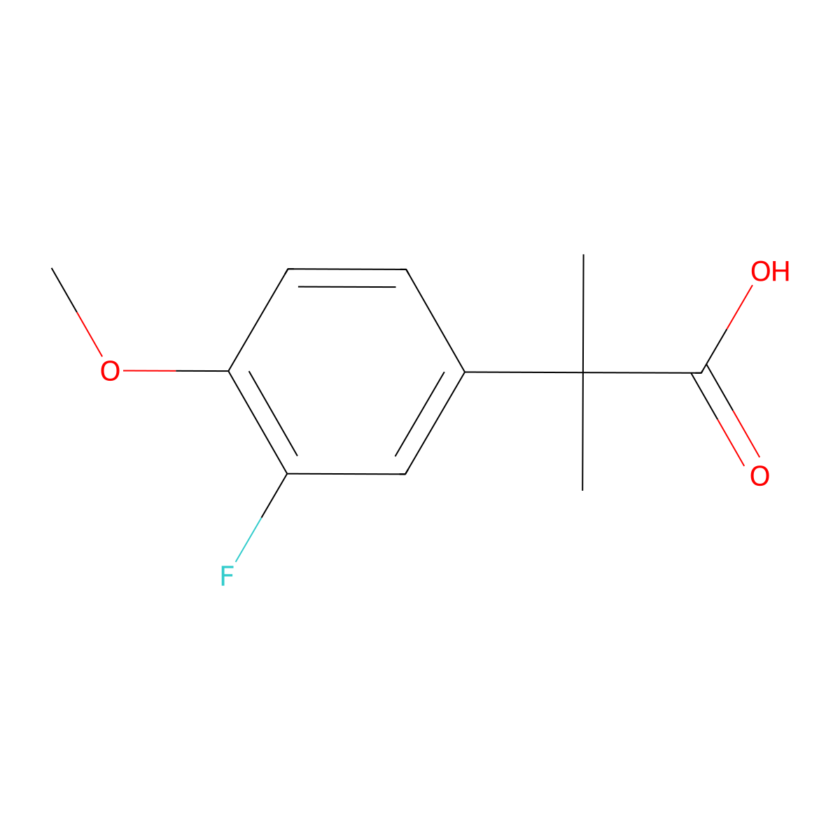 2-(3-Fluoro-4-methoxyphenyl)-2-methylpropanoic acid molecular structure, CAS 1225531-33-8