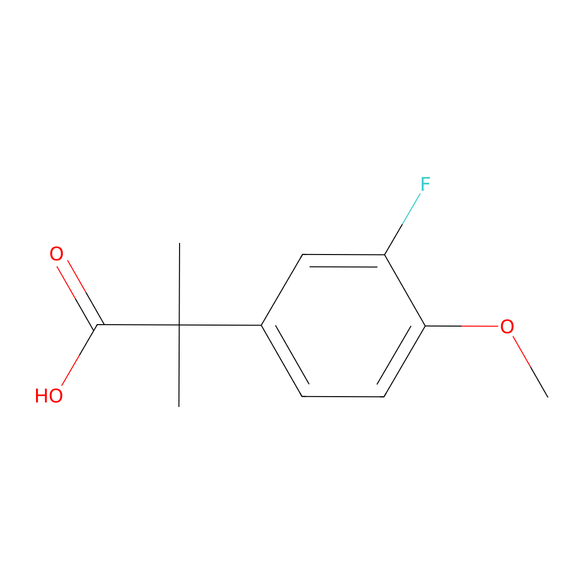 2-(3-Fluoro-4-methoxyphenyl)-2-methylpropanoic acid molecular structure, CAS 1225531-33-8