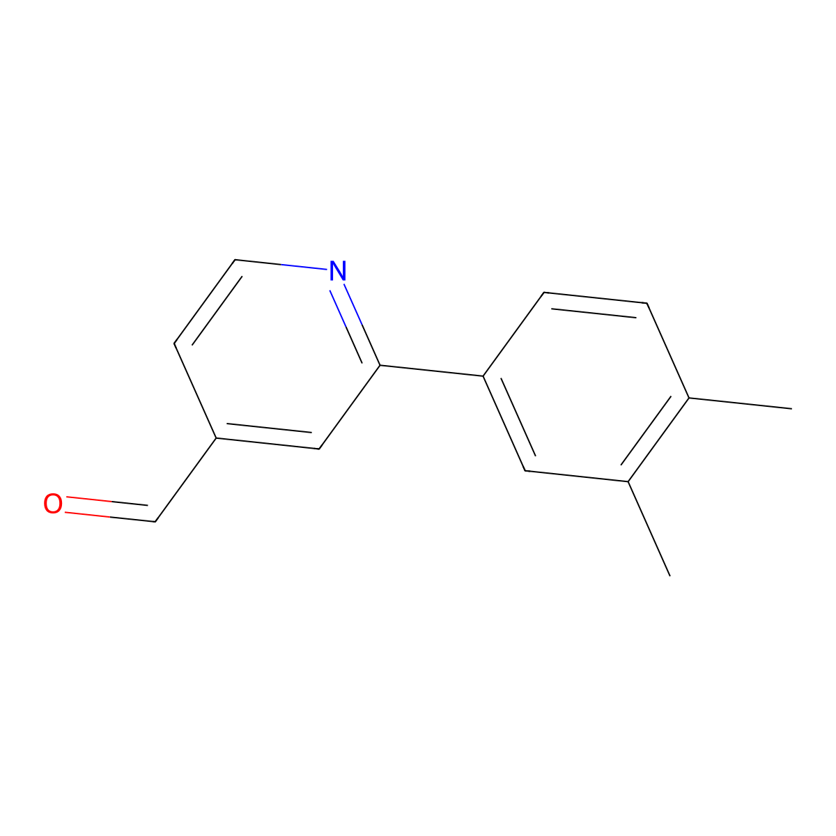 2-(3,4-Dimethylphenyl)-4-pyridinecarboxaldehyde molecular structure, CAS 1225531-74-7