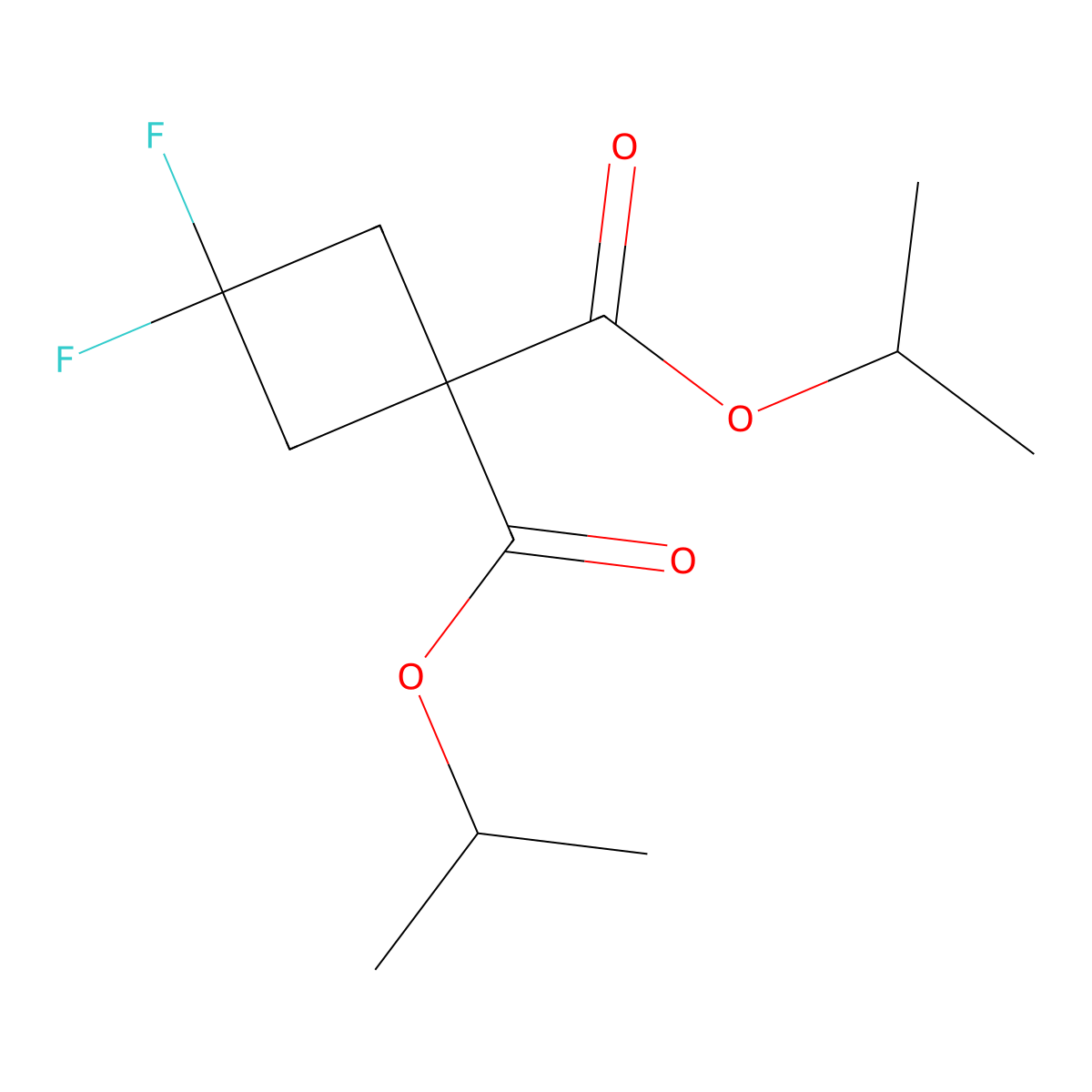 Diisopropyl 3,3-difluorocyclobutane-1,1-dicarboxylate molecular structure, CAS 1225532-89-7