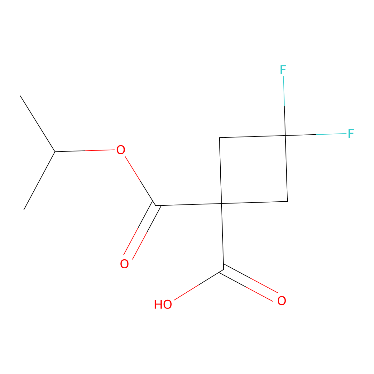 3,3-Difluoro-1-(isopropoxycarbonyl)cyclobutanecarboxylic acid molecular structure, CAS 1225532-90-0