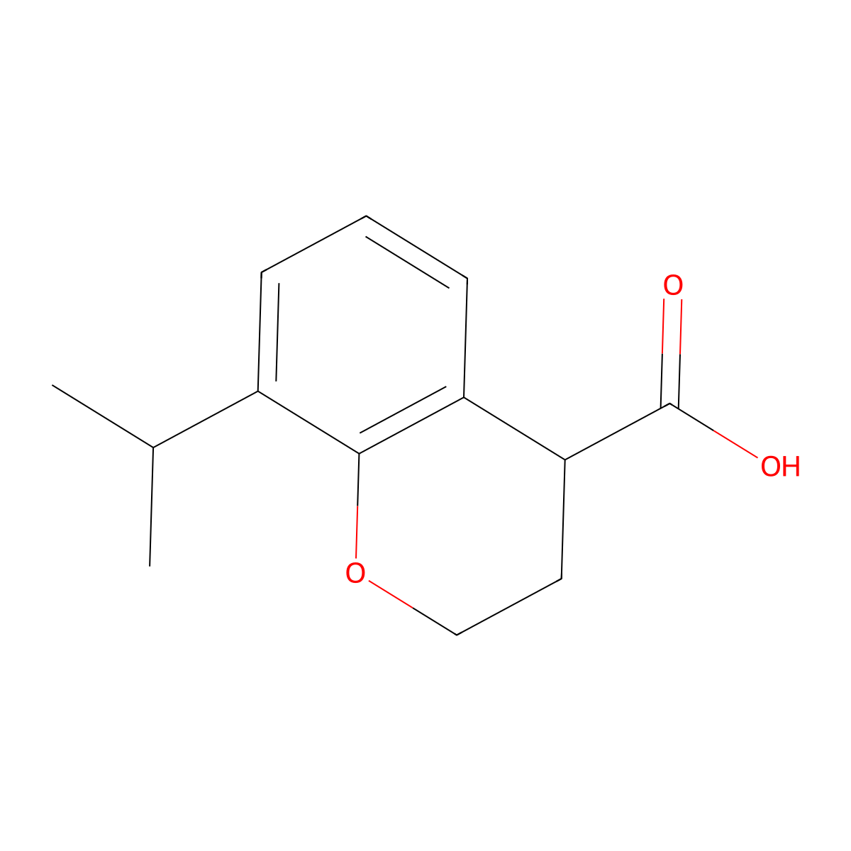 8-(Propan-2-yl)-3,4-dihydro-2H-1-benzopyran-4-carboxylic acid molecular structure, CAS 1225533-47-0