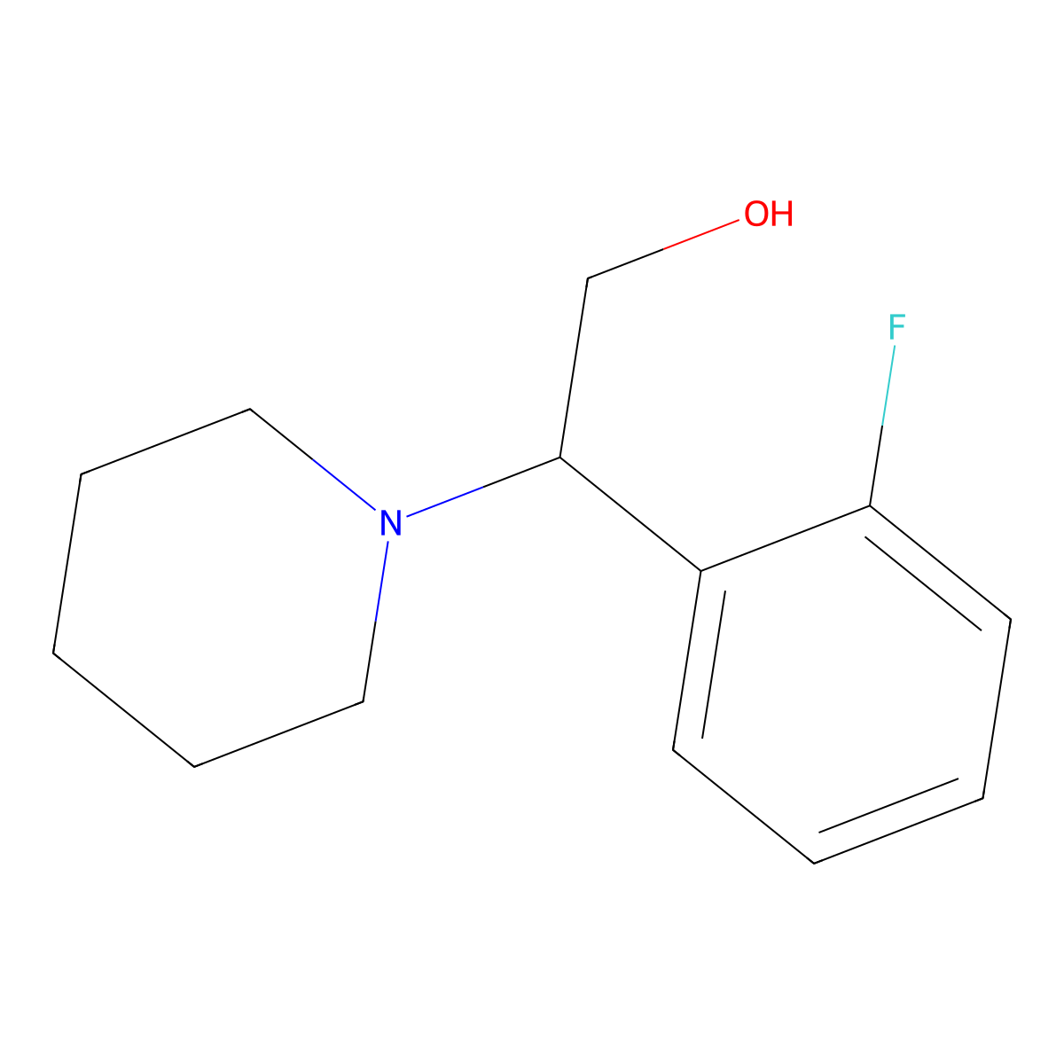 2-(2-Fluorophenyl)-2-(piperidin-1-yl)ethanol molecular structure, CAS 1225535-80-7