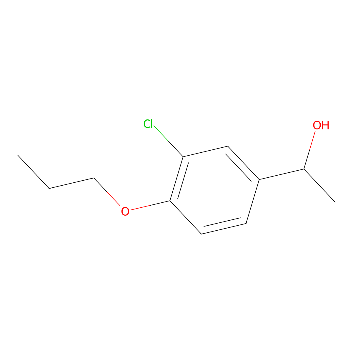 1-(3-Chloro-4-propoxyphenyl)ethanol molecular structure, CAS 1225537-40-5