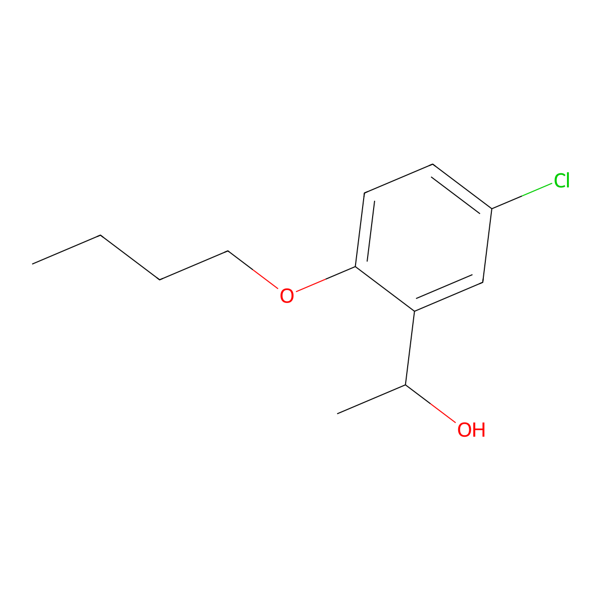 1-(2-Butoxy-5-chlorophenyl)ethanol molecular structure, CAS 1225539-23-0