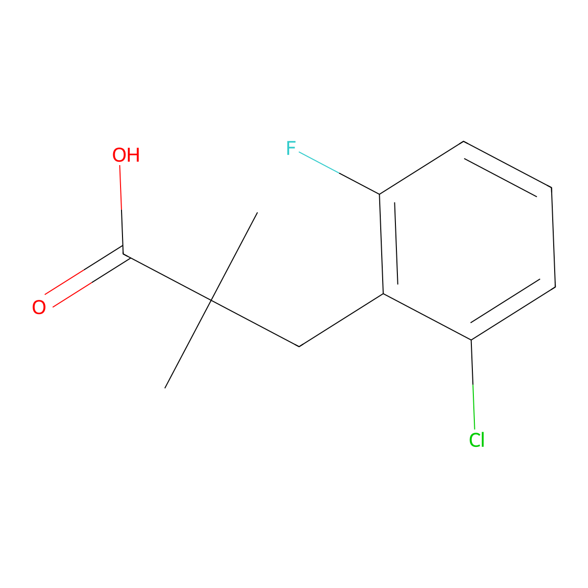 3-(2-Chloro-6-fluorophenyl)-2,2-dimethylpropanoic acid molecular structure, CAS 1225542-55-1