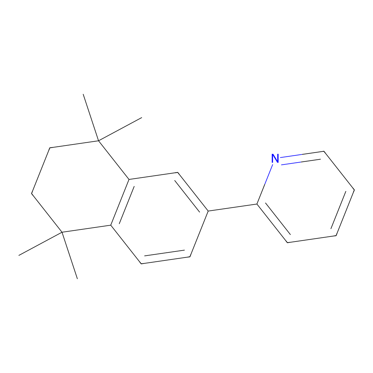 2-(5,6,7,8-Tetrahydro-5,5,8,8-tetramethyl-2-naphthalenyl)pyridine molecular structure, CAS 1225542-58-4