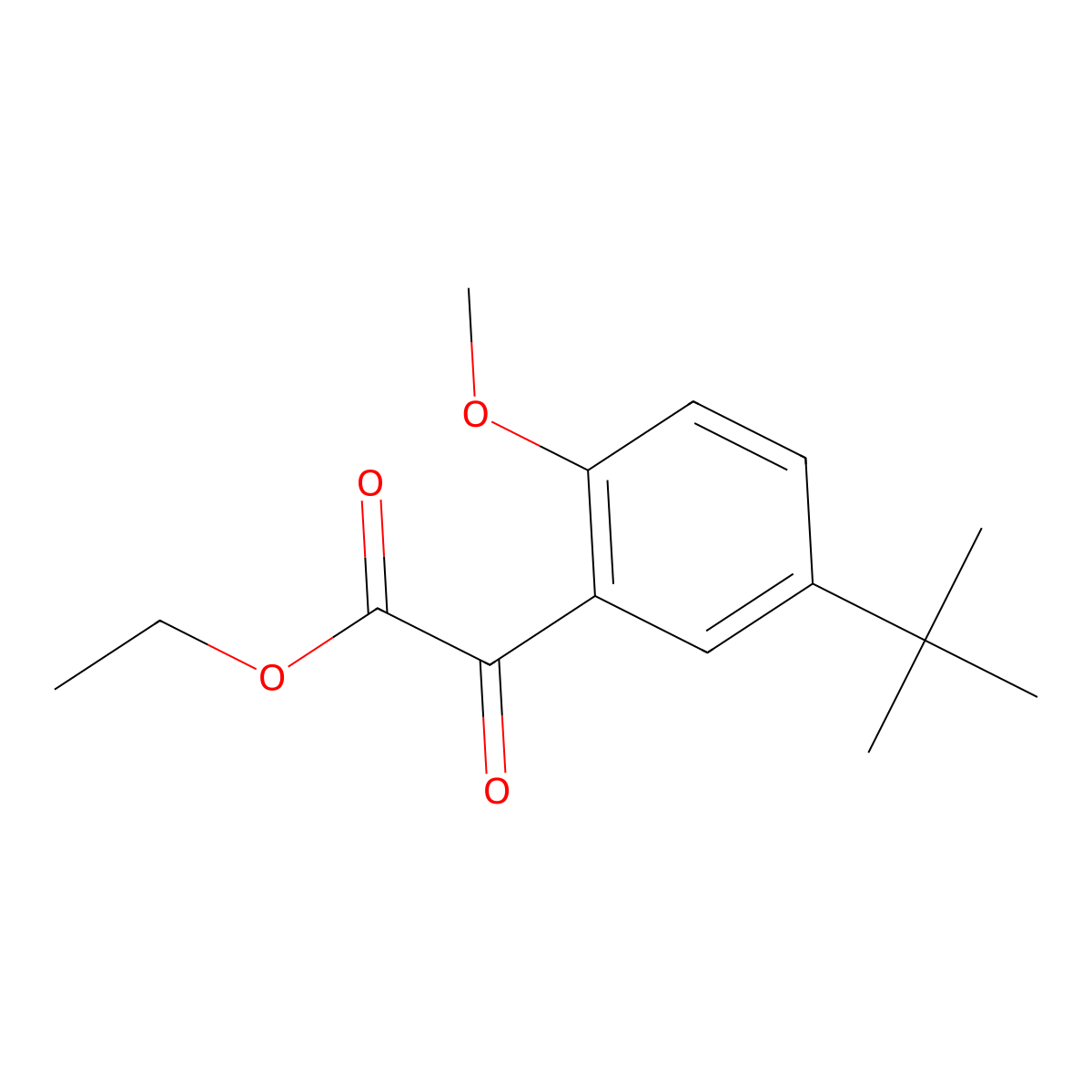 Ethyl 2-(5-(tert-butyl)-2-methoxyphenyl)-2-oxoacetate molecular structure, CAS 1225542-78-8