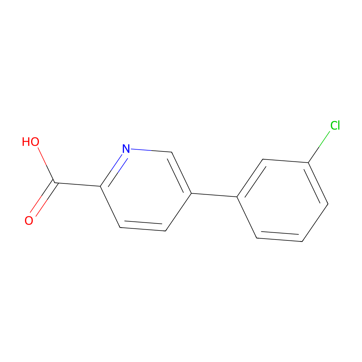 5-(3-Chlorophenyl)pyridine-2-carboxylic acid molecular structure, CAS 1225547-21-6