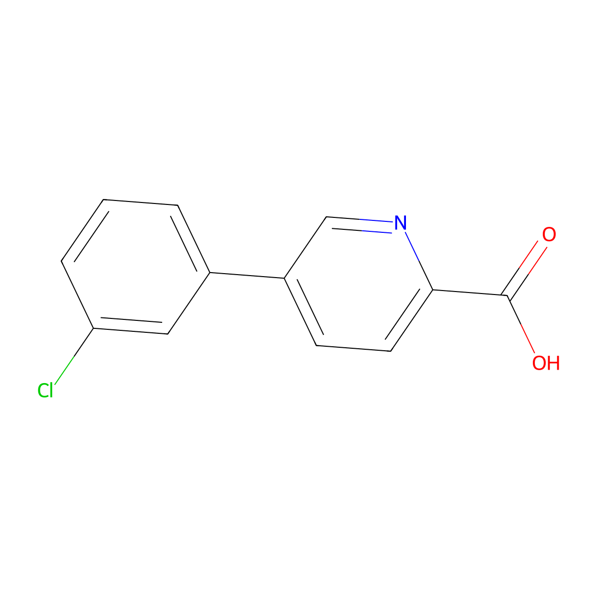 5-(3-Chlorophenyl)pyridine-2-carboxylic acid molecular structure, CAS 1225547-21-6