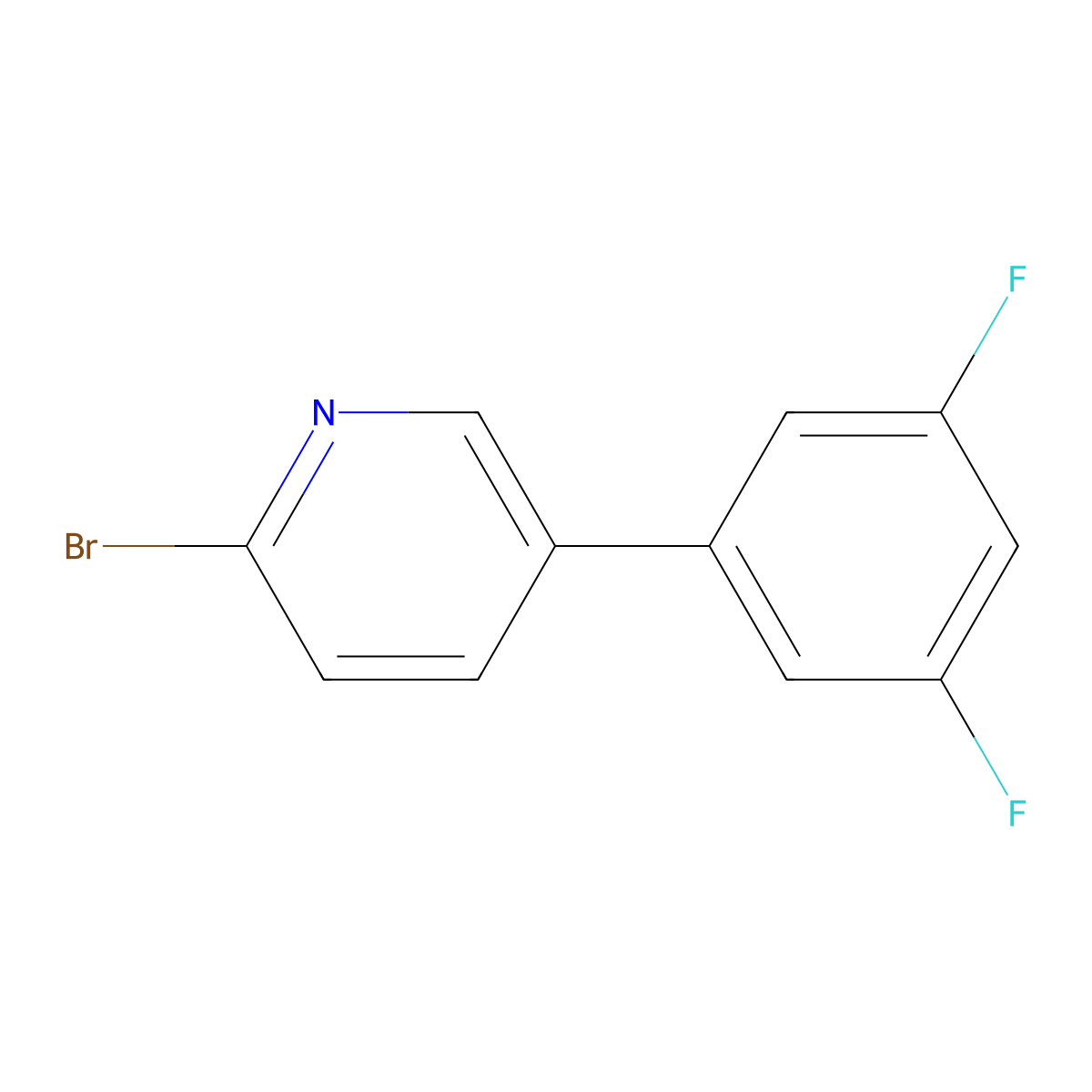 2-Bromo-5-(3,5-difluorophenyl)pyridine molecular structure, CAS 1225550-10-6