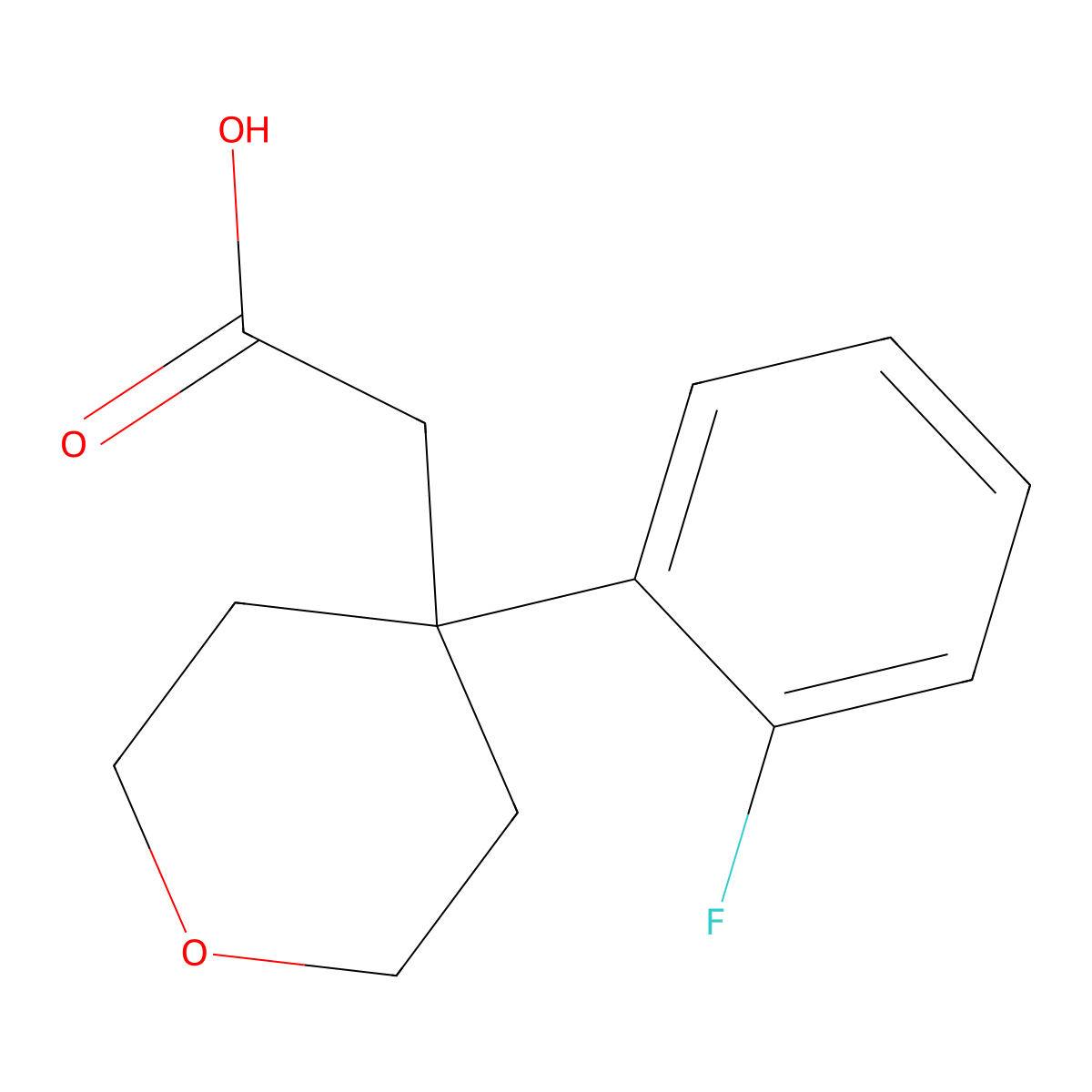 2-[4-(2-Fluorophenyl)-tetrahydro-2H-pyran-4-yl]acetic acid molecular structure, CAS 1225553-46-7
