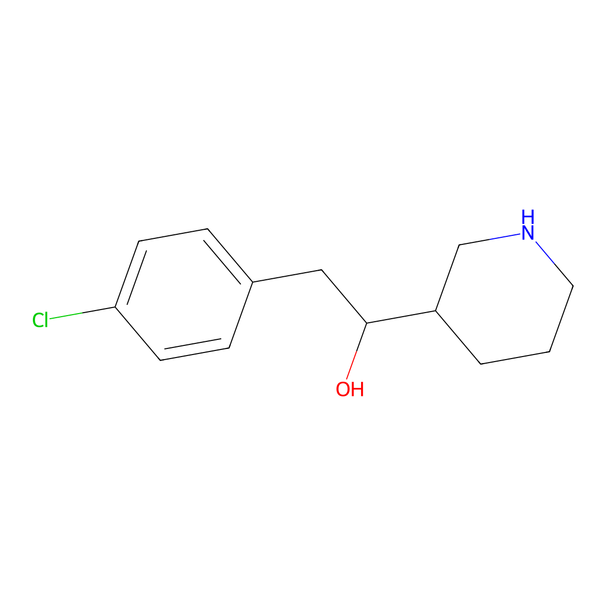 2-(4-Chlorophenyl)-1-(piperidin-3-yl)ethan-1-ol molecular structure, CAS 1225556-57-9