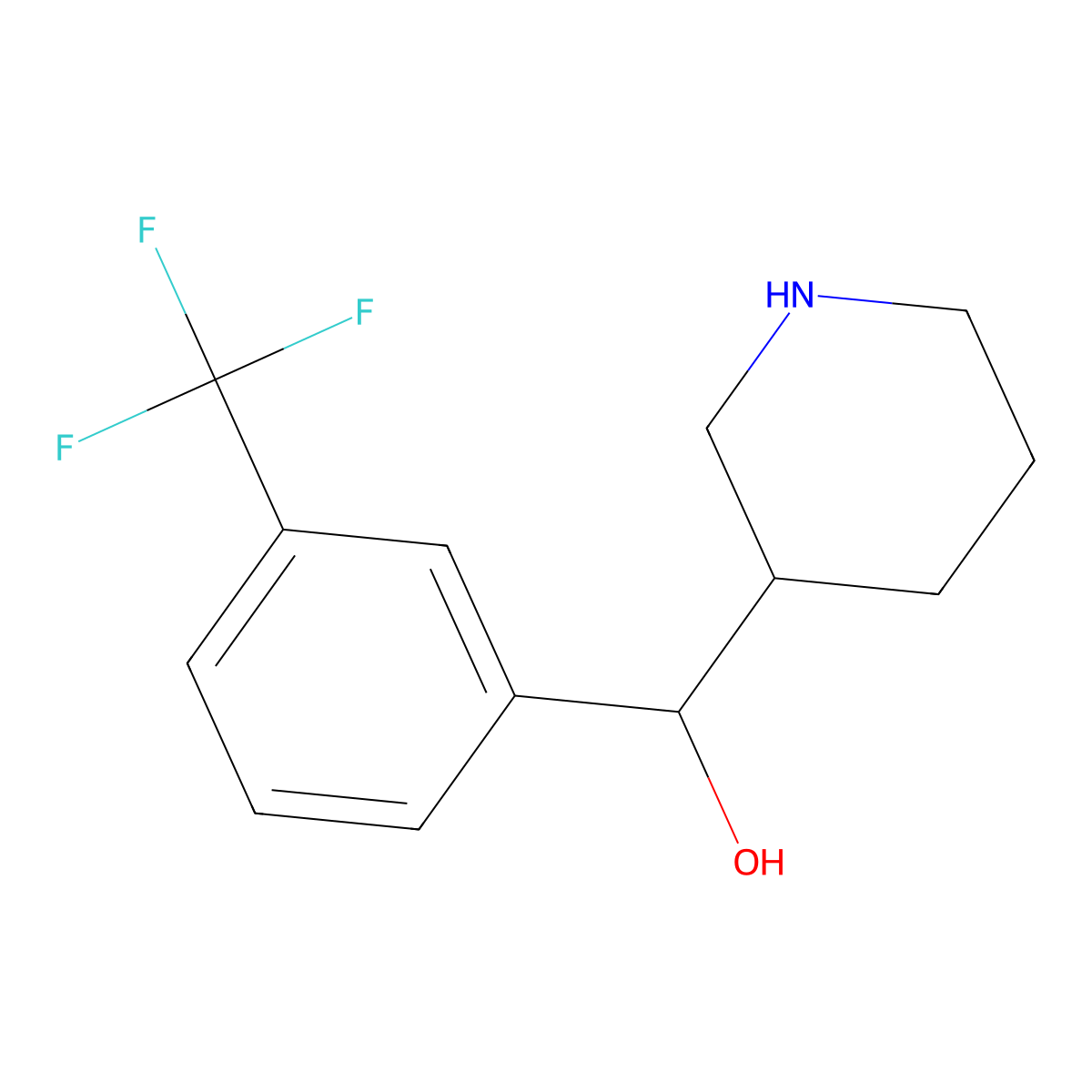 Piperidin-3-yl(3-(trifluoromethyl)phenyl)methanol molecular structure, CAS 1225560-19-9