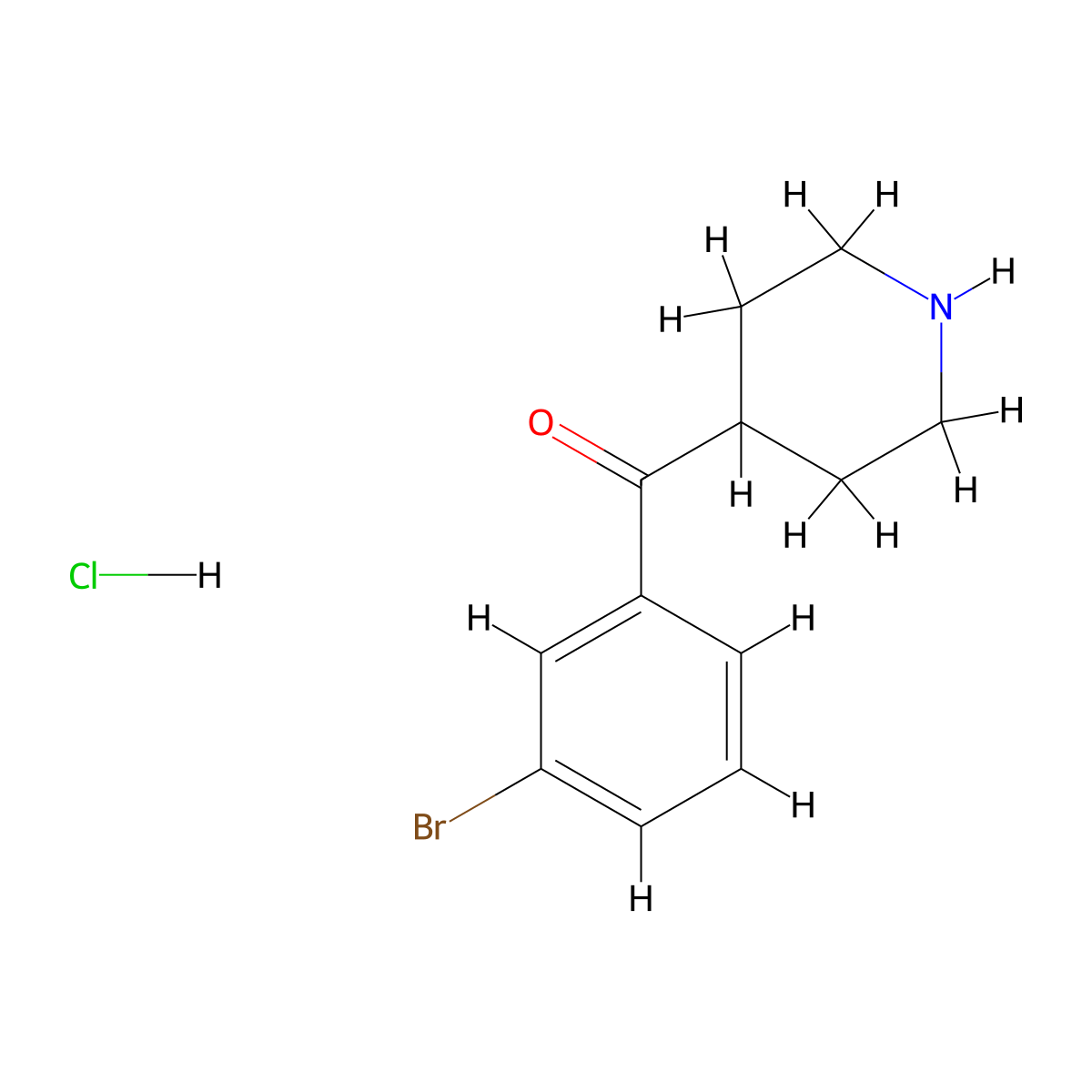 (3-Bromophenyl)-4-piperidinyl-methanone HCl molecular structure, CAS 1225573-65-8