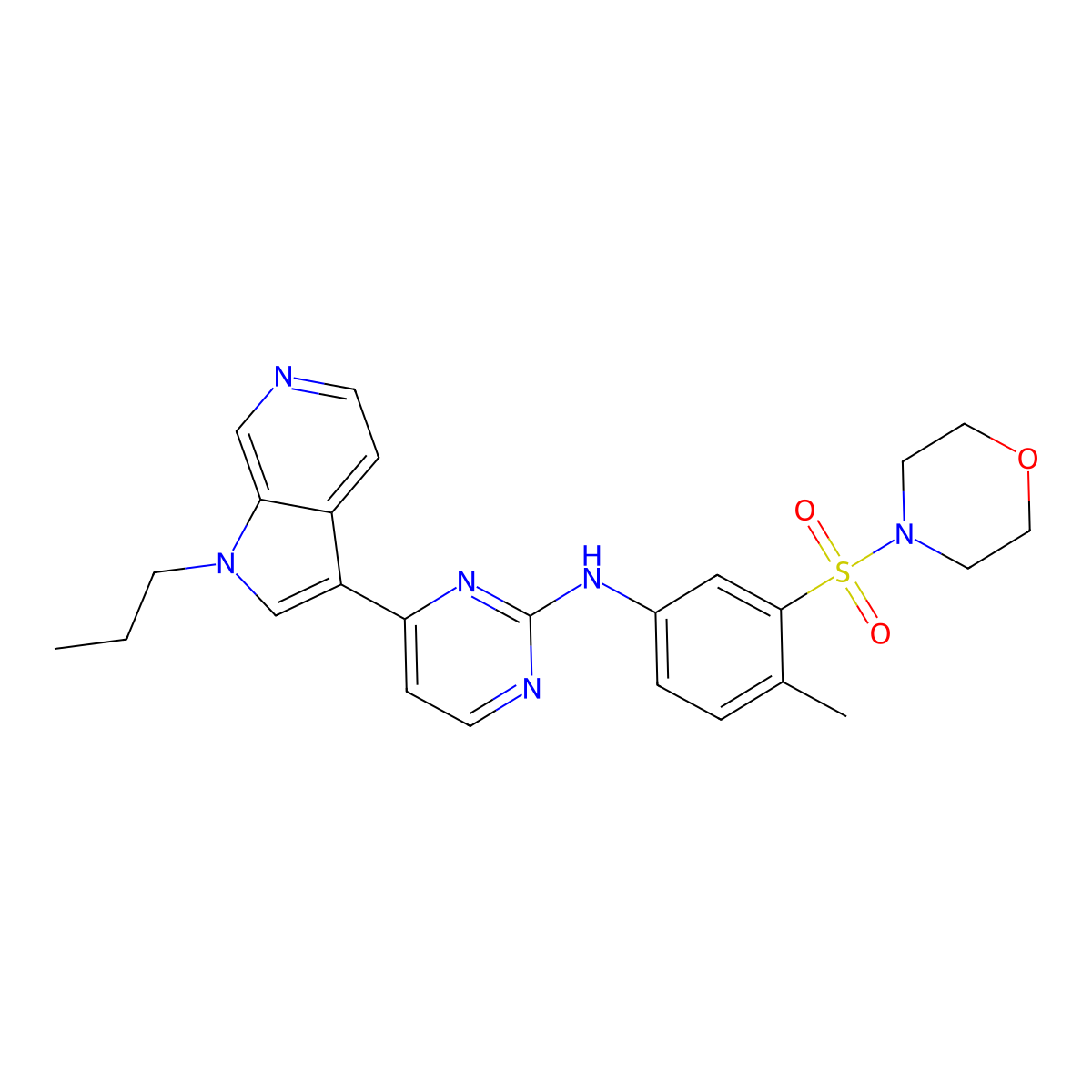 N-(4-methyl-3-(morpholinosulfonyl)phenyl)-4-(1-propyl-1h-pyrrolo[2,3-c]pyridin-3-yl)pyrimidin-2-amine molecular structure, CAS 1225586-11-7