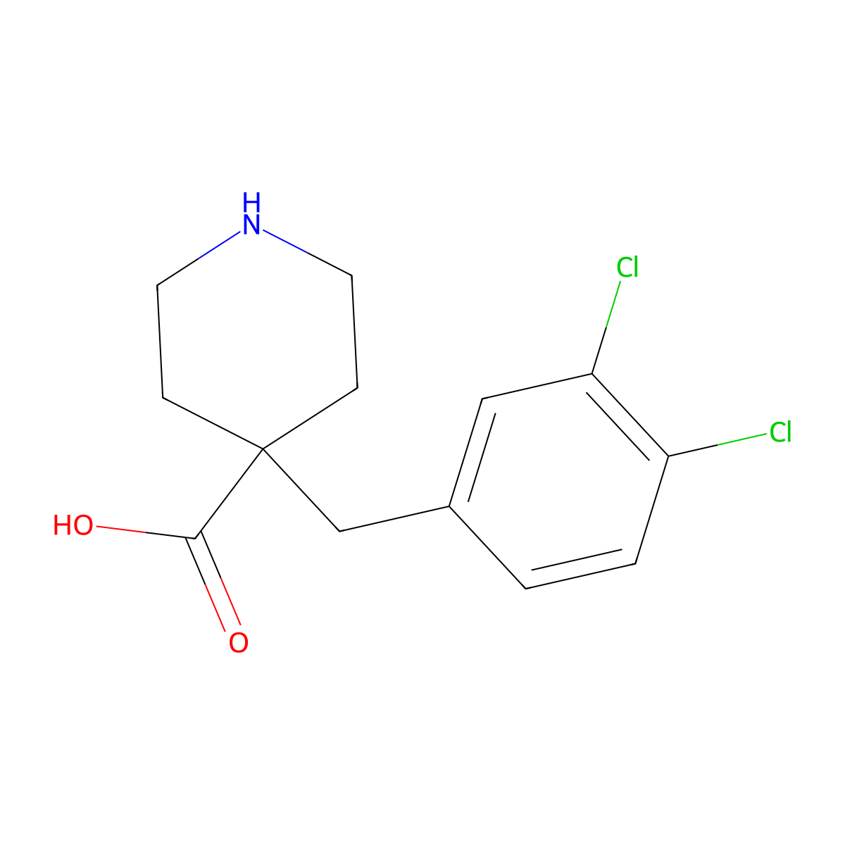4-[(3,4-Dichlorophenyl)methyl]piperidine-4-carboxylic acid molecular structure, CAS 1225590-85-1