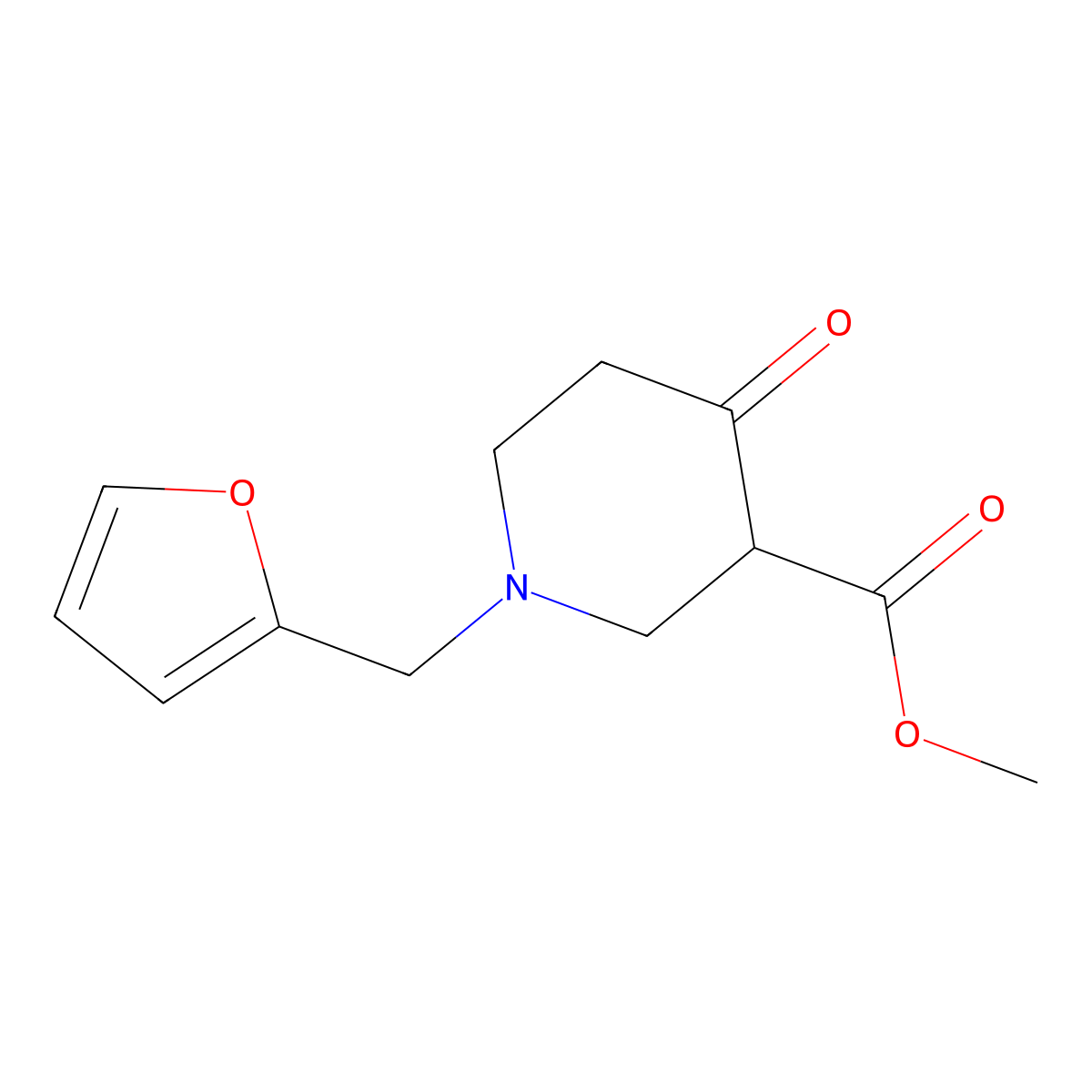 Methyl 1-(2-furylmethyl)-4-oxopiperidine-3-carboxylate molecular structure, CAS 1225594-60-4