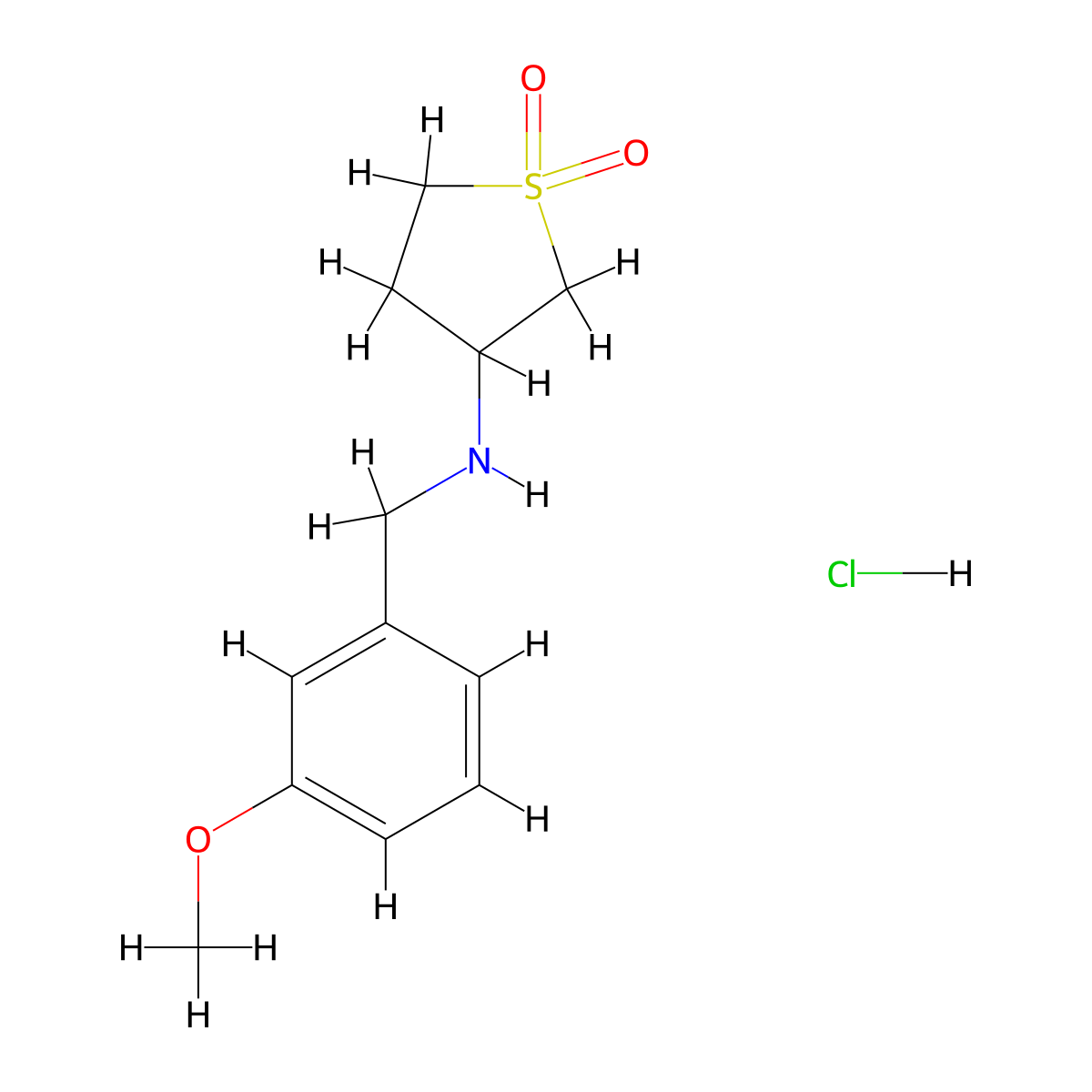 3-{[(3-Methoxyphenyl)methyl]amino}-1$l^{6}-thiolane-1,1-dione hydrochloride molecular structure, CAS 1225596-68-8