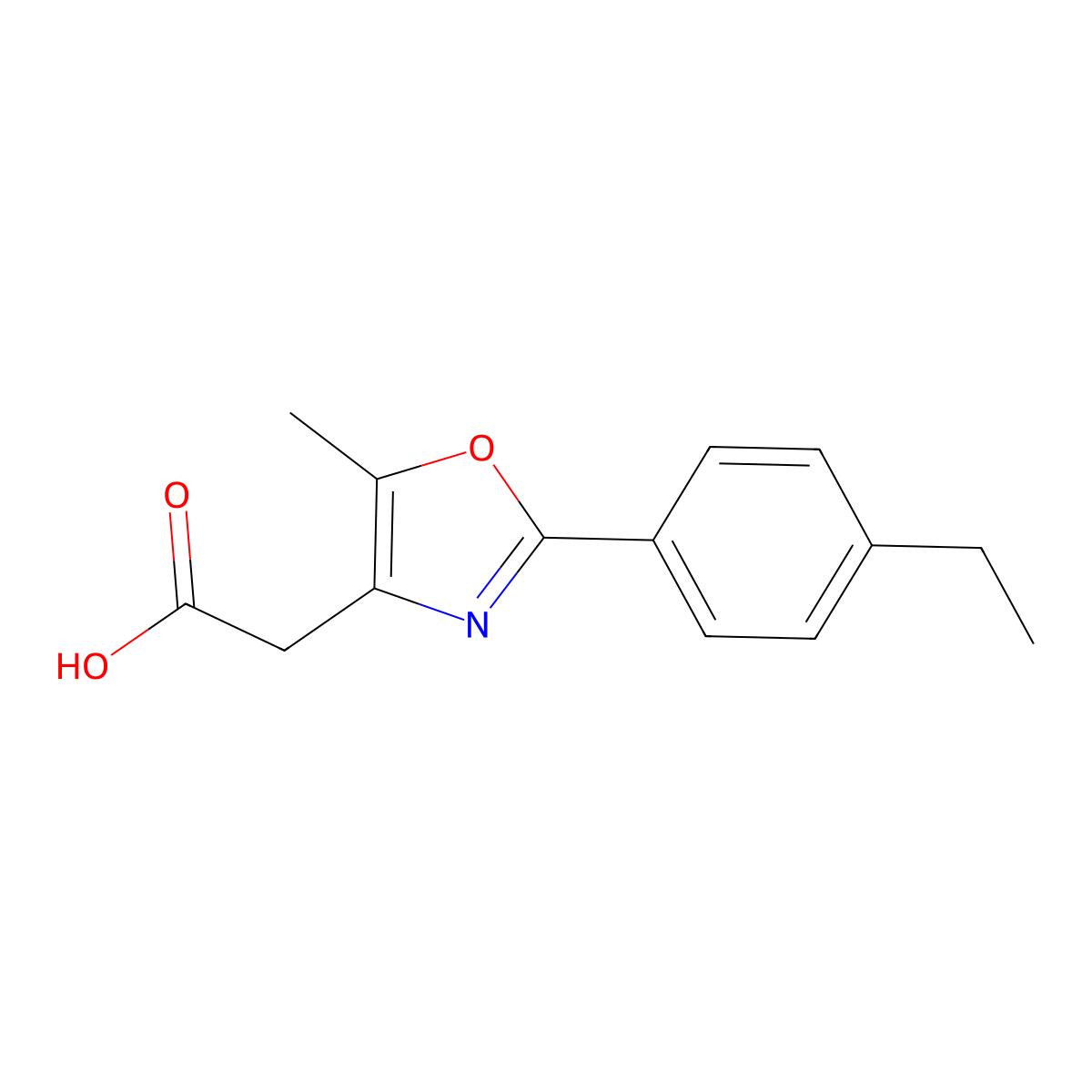 2-[2-(4-Ethylphenyl)-5-methyl-1,3-oxazol-4-yl]acetic acid molecular structure, CAS 1225597-67-0
