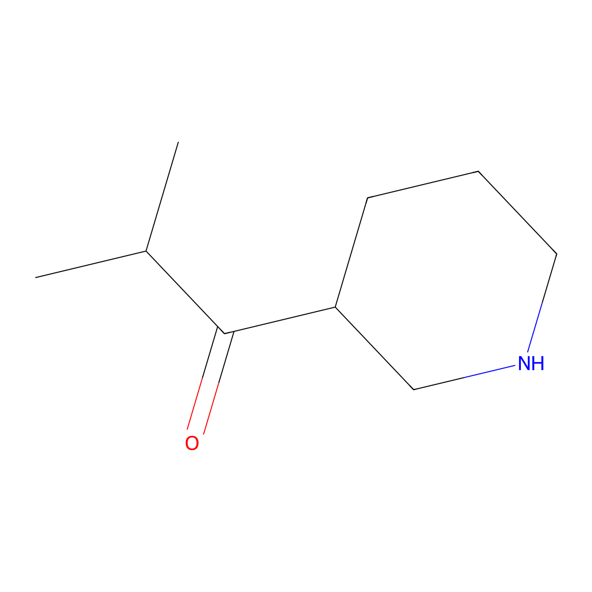 2-Methyl-1-(piperidin-3-yl)propan-1-one molecular structure, CAS 1225603-47-3