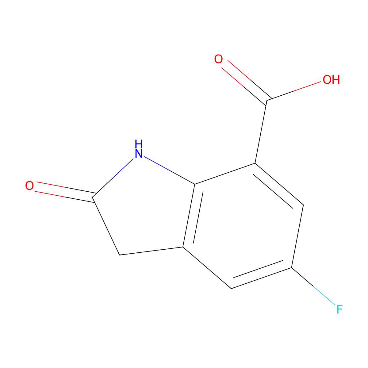 5-Fluoro-2-oxoindoline-7-carboxylic acid molecular structure, CAS 1225635-33-5