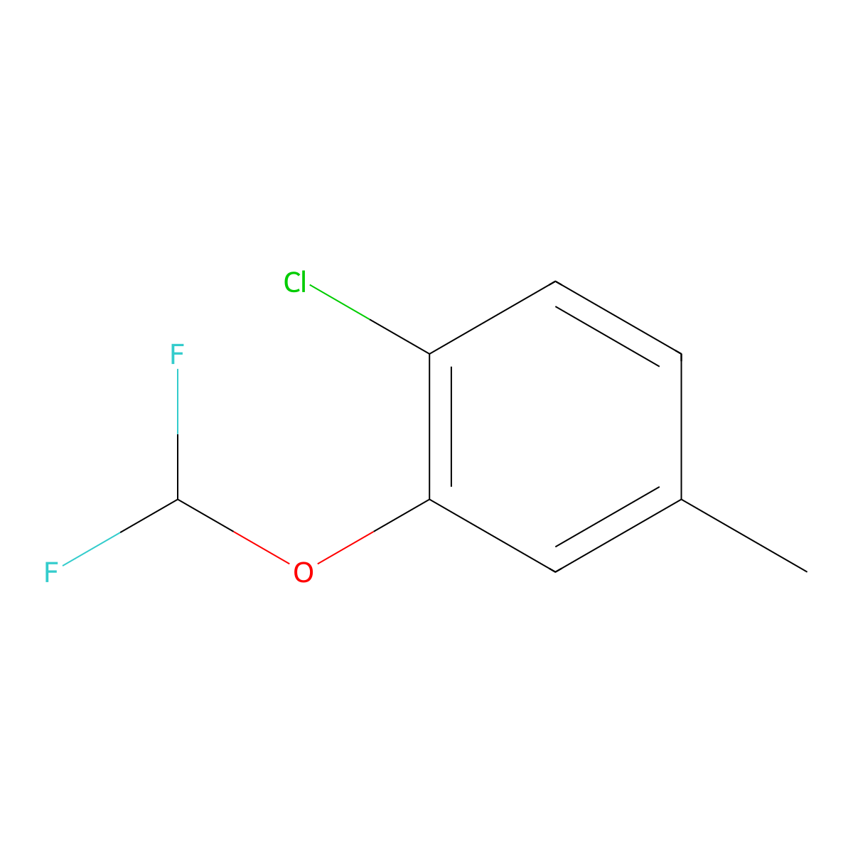 1-Chloro-2-(difluoromethoxy)-4-methylbenzene molecular structure, CAS 1225665-64-4