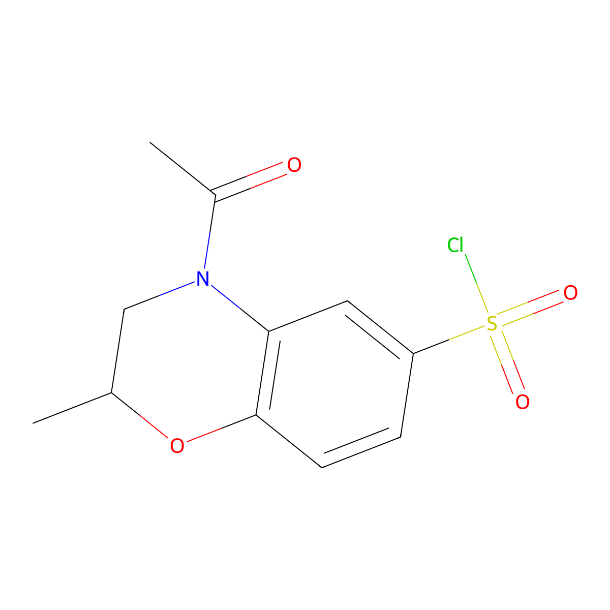4-Acetyl-2-methyl-3,4-dihydro-2H-benzo[b][1,4]oxazine-6-sulfonyl chloride molecular structure, CAS 1225671-96-4