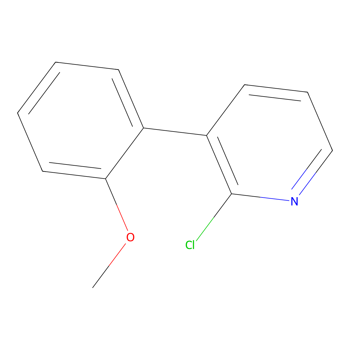 2-Chloro-3-(2-methoxyphenyl)pyridine molecular structure, CAS 1225682-75-6