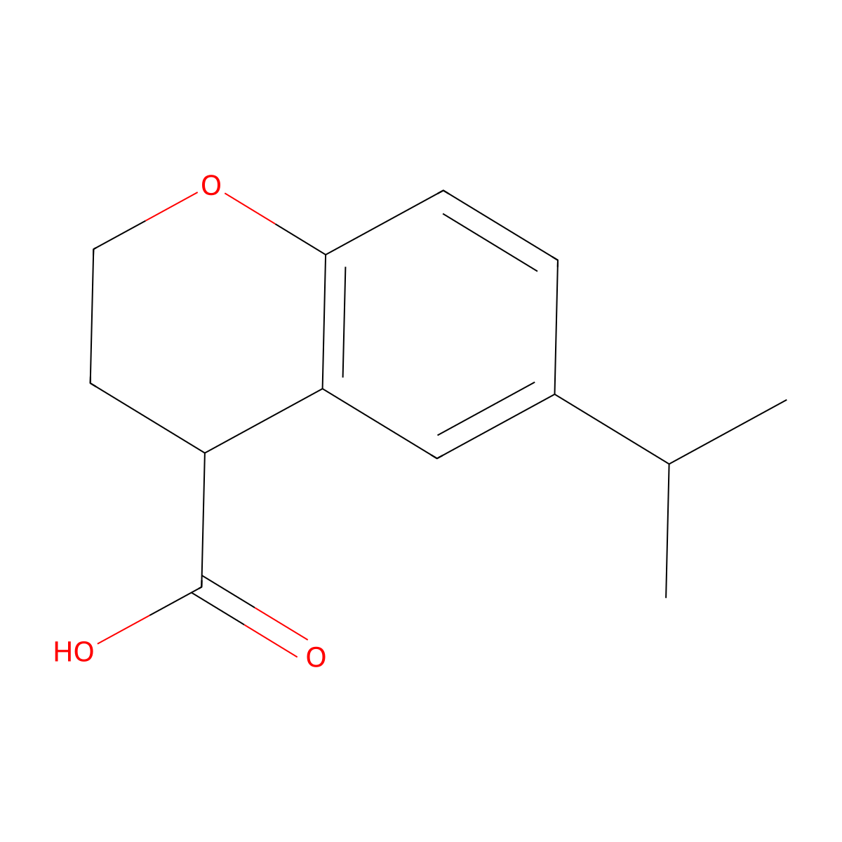 6-(Propan-2-yl)-3,4-dihydro-2H-1-benzopyran-4-carboxylic acid molecular structure, CAS 1225683-43-1